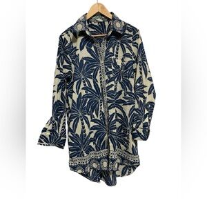 True Destination Blue Tropical Shirt Dress